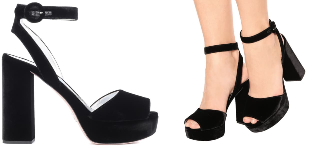 Los zapatos de Galilea parecían las famosas sandalias de plataforma de la
<b><a href="https://store.prada.com/en/pradaus/woman/woman-shoes?gclid=Cj0KCQjwqsHWBRDsARIsALPWMEOOyxtHPb95uLOqr6U6iUno7voYvFAQ5QB8_bdsGIOhXhOGBwkE3foaAmVDEALw_wcB&gclsrc=aw.ds&dclid=COrtk4_ht9oCFdTC4Qod0OMLsA#facet:-77411240122833348376676656775,-774112401228333333783657868657683,&productBeginIndex:0&pageView:grid&pageSize:24&from:doSearch&yScroll:335&">marca italiana Prada</a></b>. De tacón grueso y cinturón al tobillo, estos zapatos se han convertido en un clásico tanto en piel, gamuza o terciopelo con un
<a href="https://www.mytheresa.com/en-us/prada-plateausandalen-aus-samt-920380.html?catref=category">costo de $790 dólares</a>. Sin embargo, abundan las marcas que se han inspirado en este estilo
<a href="http://us.asos.com/truffle-collection/truffle-collection-platform-heeled-sandal/prd/8524916?clr=blackmicro&SearchQuery=&cid=1931&gridcolumn=4&gridrow=6&gridsize=4&pge=3&pgesize=72&totalstyles=2332">como <b>Asos en $40 dólares</b>.</a>
<br>