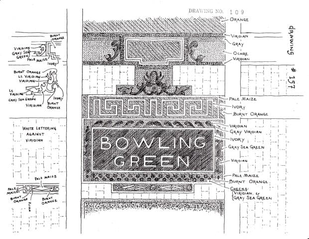 Un antiguo mosaico en la estación Bowling Green.