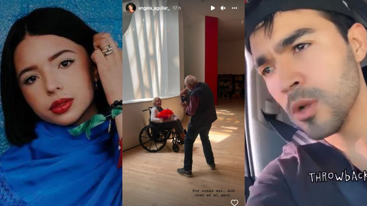 La foto en de en medio es la que Ángela Aguilar publicó y en la que dijo que aún creía en el amor.