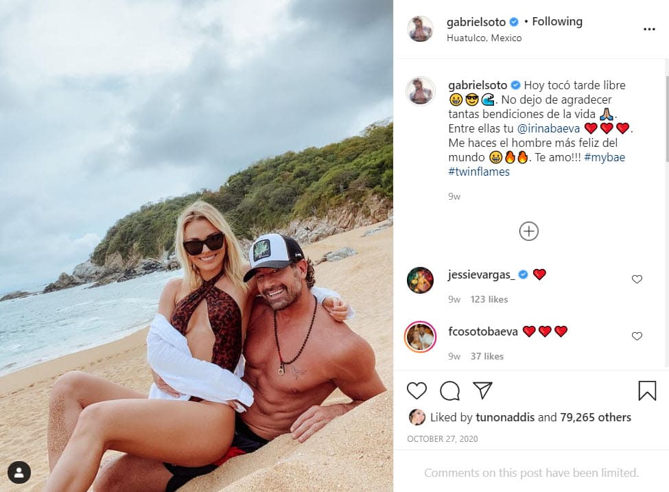 Gabriel Soto no pasó el inicio del 2021 con un alma gemela, sino con su 'flama gemela', como llama a su novia, la actriz Irina Baeva.