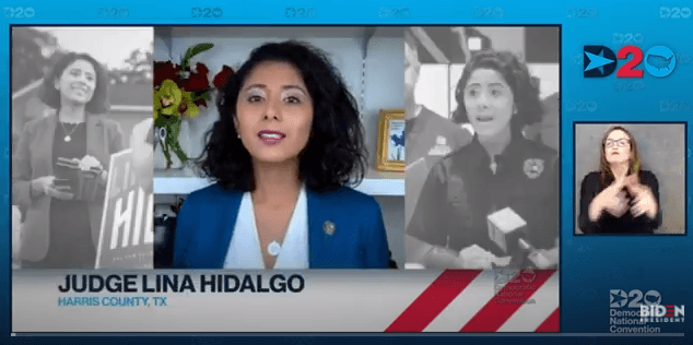La jueza 
<a href="https://www.univision.com/temas/lina-hidalgo">Lina Hidalgo</a>, del condado de Harris (Houston) formó parte del grupo que recitó el preámbulo de la Constitución de Estados Unidos: "
<i>We, the people</i>".