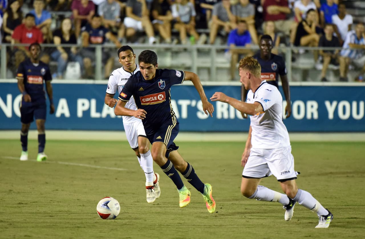 Jul 22, 2017; Cary, NC, USA; North Carolina FC hosted Swansea FC a friendly at Sahlen's Stadium at Wake Med Soccer Park. Mandatory Credit: Rob Kinnan-NCFC