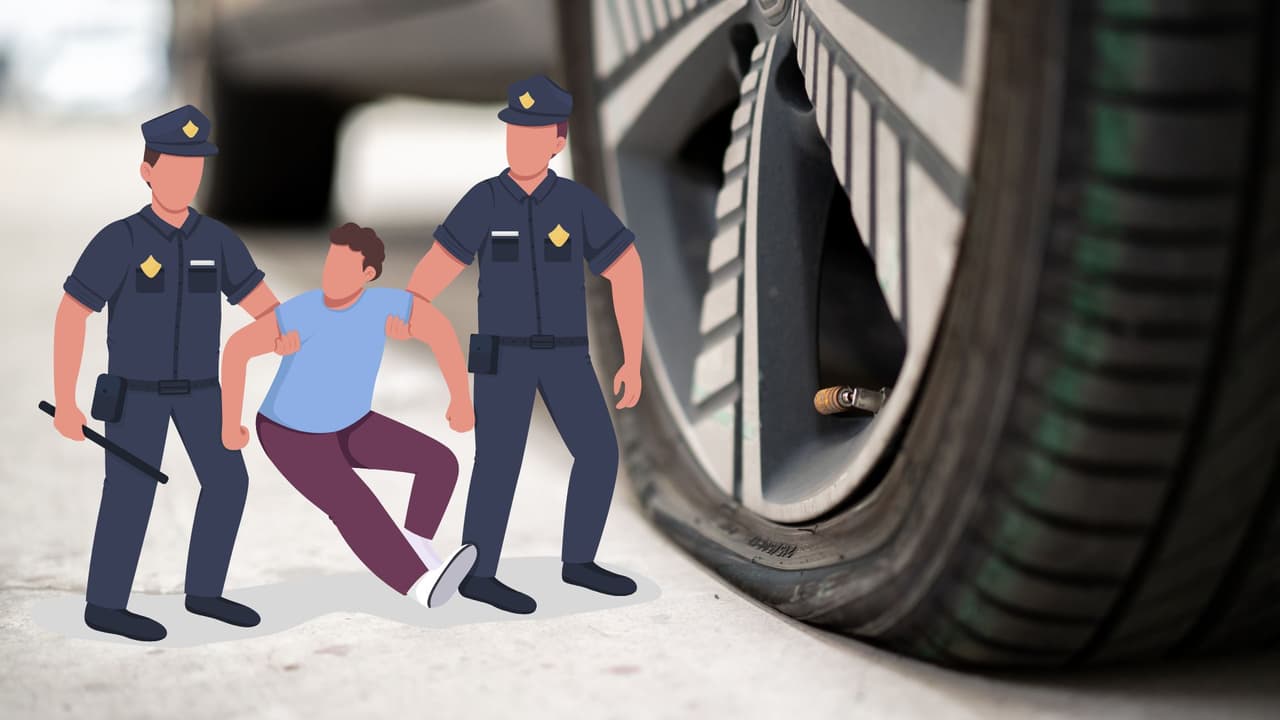 Arrestan a sospechoso de ponchar las llantas de más de 100 vehículos en Alameda