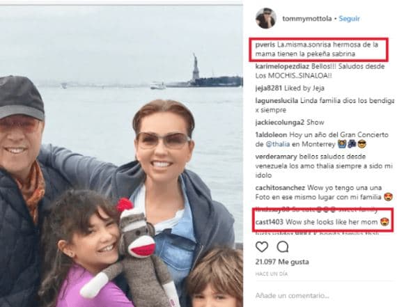 Los seguidores del esposo de Thalía, Tommy Mottola, se mostraron asombrados ante el gran parecido de la cantante con su primogénita.