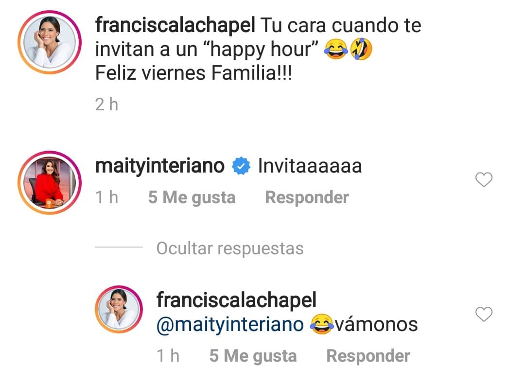 Inmediatamente después del "invita" de Maity, la conductora dominicana le respondió con un "vámonos".