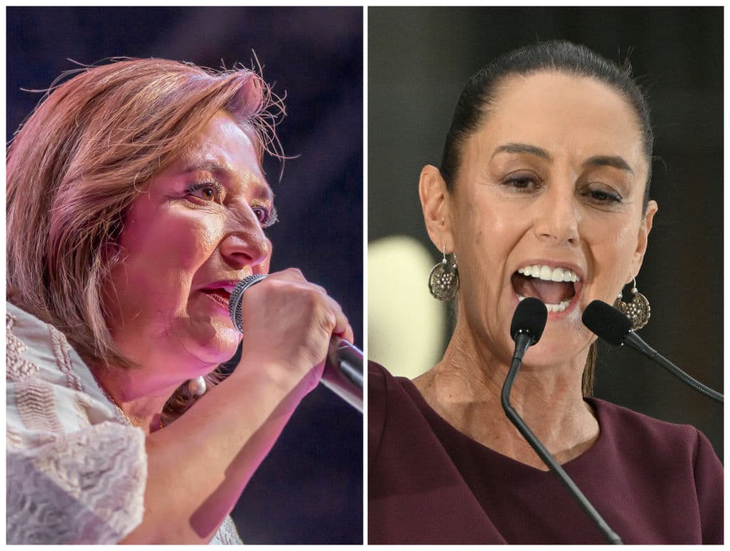 La elección de este domingo 2 de junio es histórica para México, pues podría escoger por primera vez a una presidenta. Las dos contendientes con mayor respaldo de los electores son 
<b>Xóchitl Gálvez</b> (a la derecha), de la coalición Fuerza y Corazón por México, y 
<b>Claudia Sheinbaum</b>, del gobernante partido Morena.
