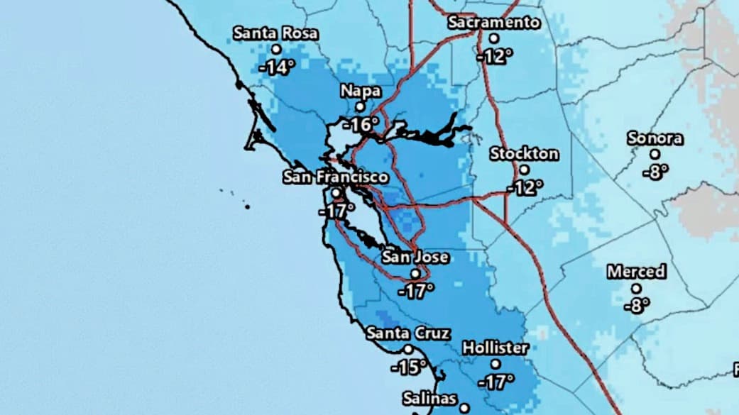 Termómetro en descenso: en 24 horas la temperatura disminuyó 27° F en el Área de la Bahía