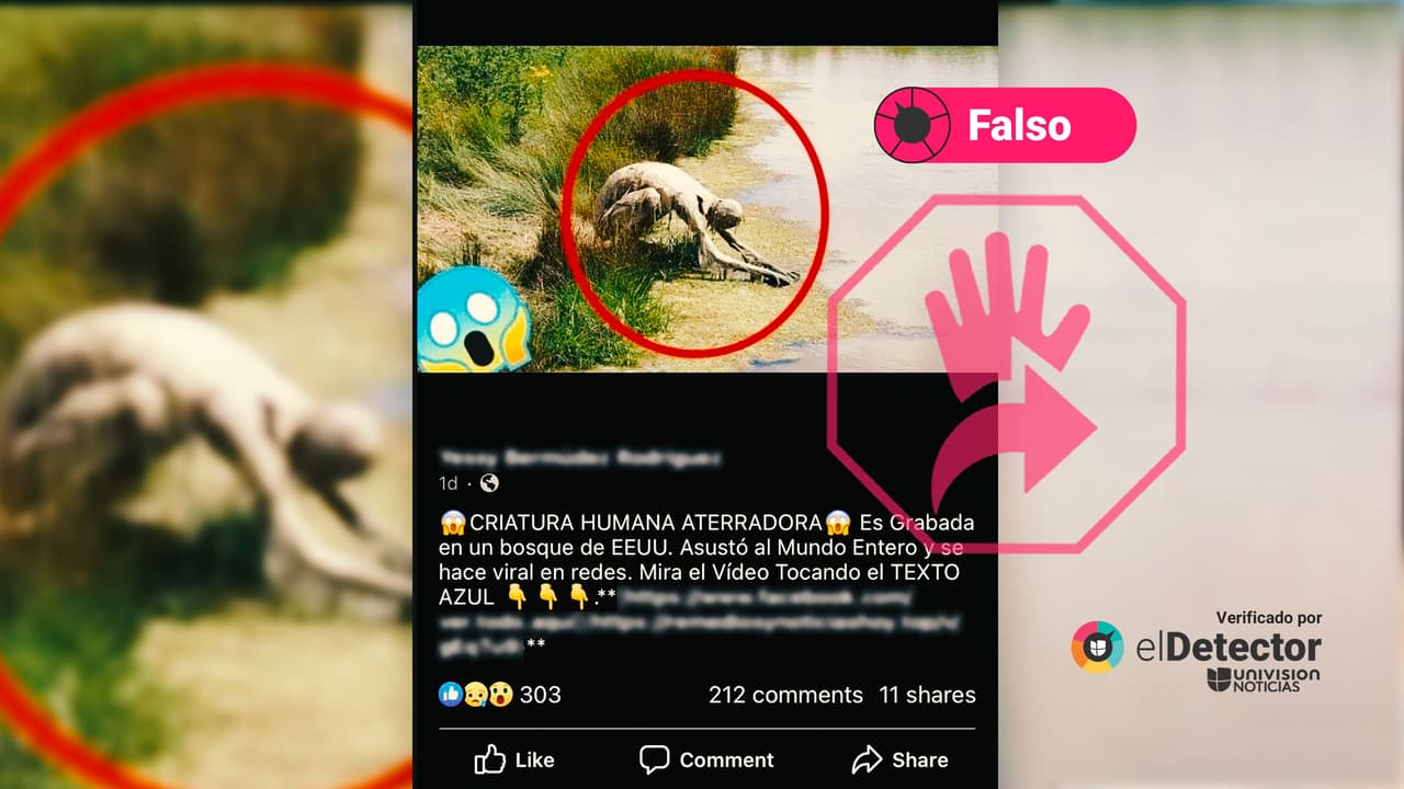 Esa imagen viral es de una escultura en un pantano francés, no de una “criatura humana aterradora”