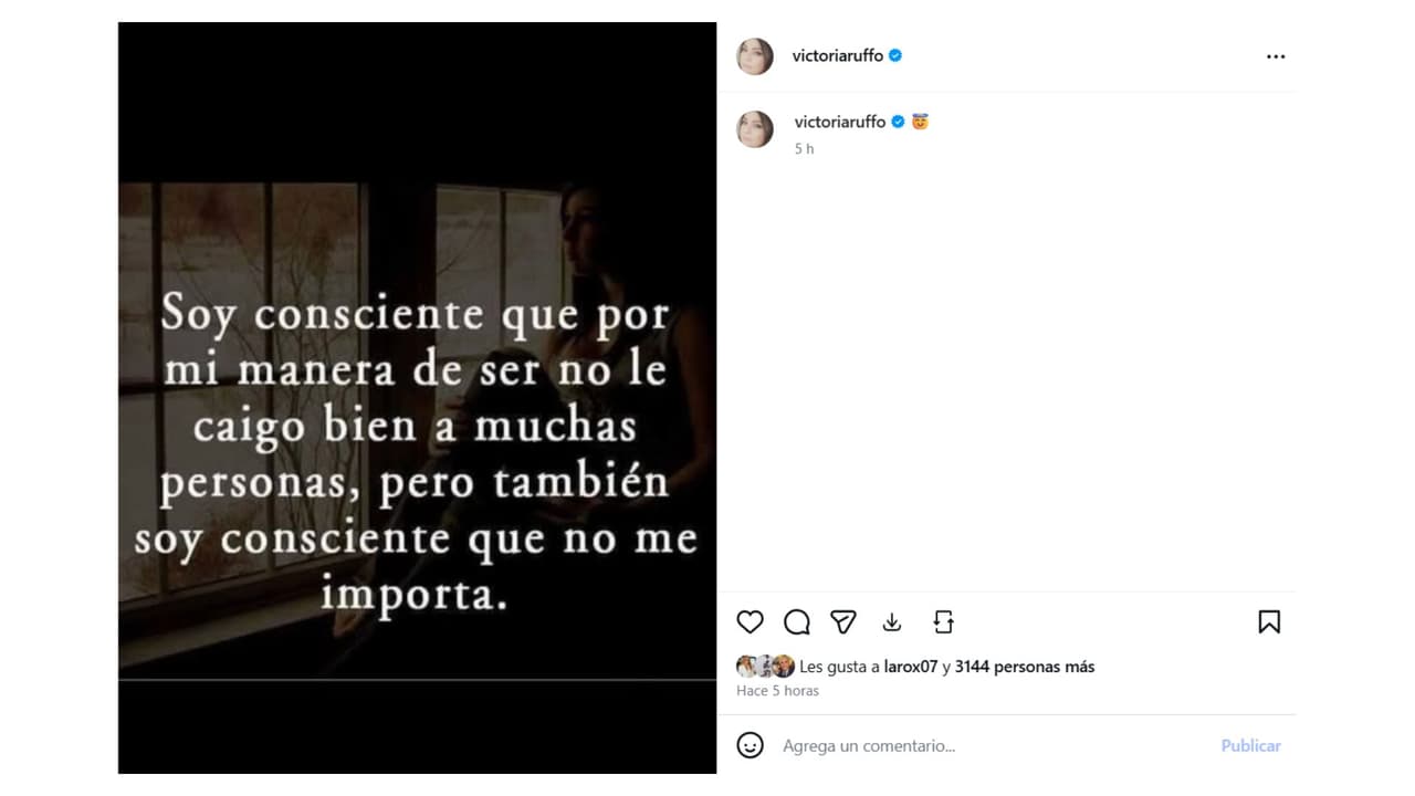 La frase que compartió Victoria Ruffo en medio de la polémica.
