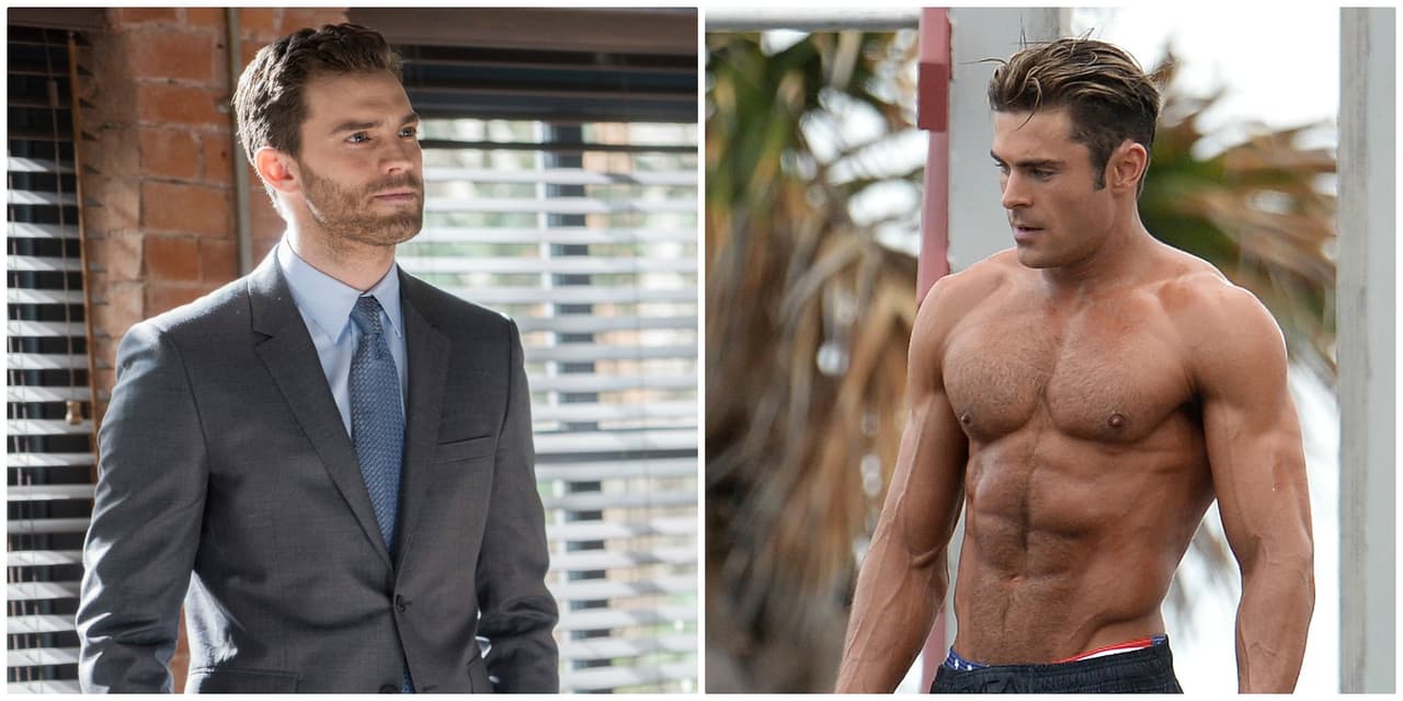El protagonista de ‘Fifty Shades Darker’, Jamie Dornan, y Zac Efron, de ‘Baywatch’ (derecha), enfrentan igual suerte y están en competencia por el galardón al peor actor principal.