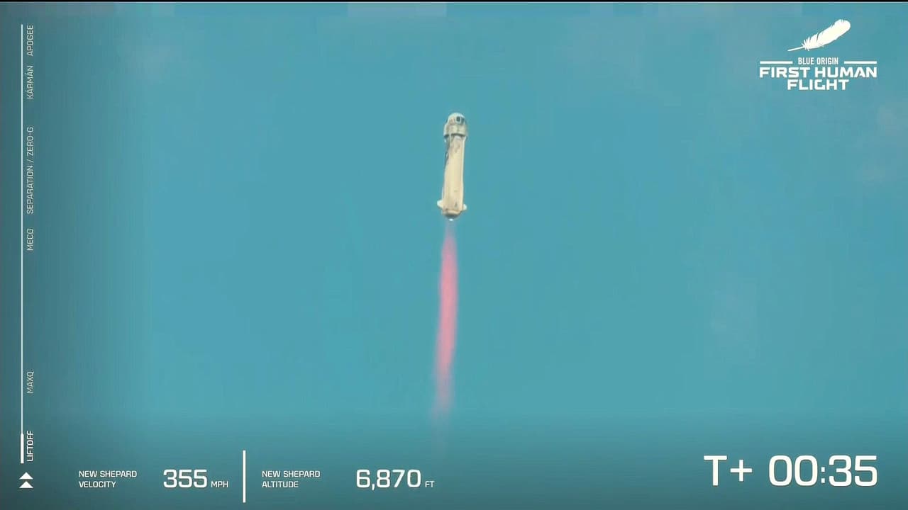 Así se vivió el lanzamiento de la nave New Shepard al espacio con Jeff Bezos a bordo