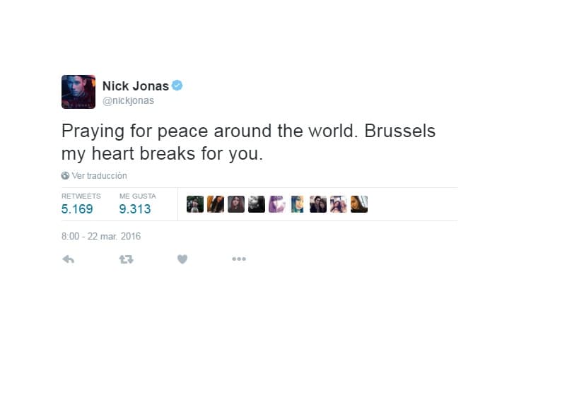 Nick pidió oraciones por el mundo entero y aseguró que su corazón se rompió tras esta tragedia.