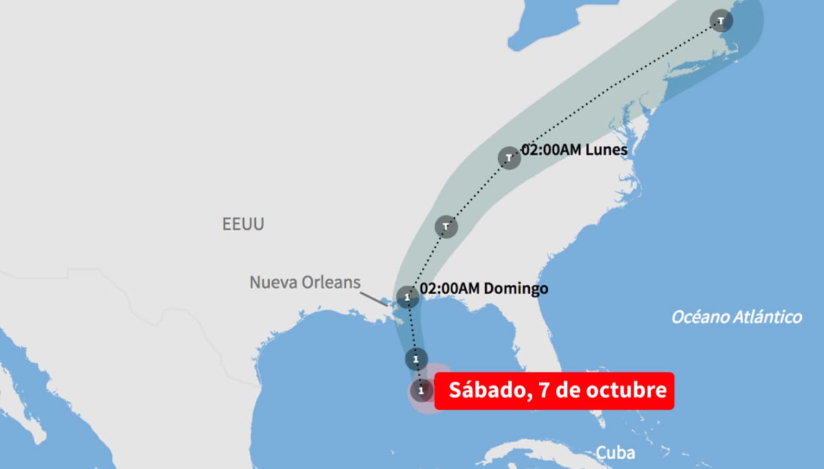 Última previsión: Mapa de la trayectoria de la tormenta tropical Nate