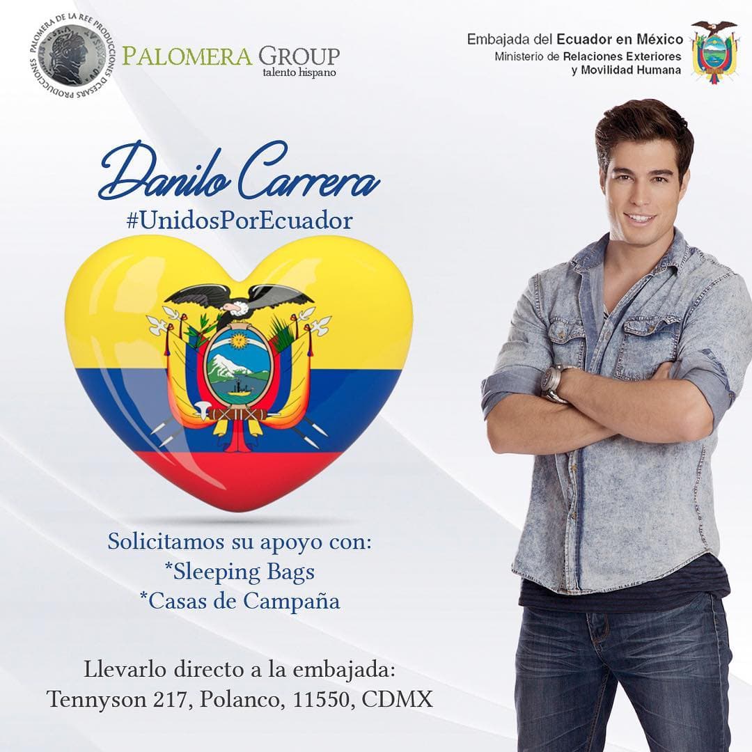 Por medio de las redes pidió a sus fans de México hacer donativos en la embajada de Ecuador.