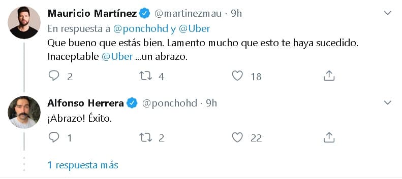 Sobre su estado después de los hechos denunciados, Herrera fue poco claro. De hecho, 
<b><a href="https://www.univision.com/famosos/mauricio-martinez-confirma-que-esta-libre-de-cancer-despues-de-nueve-anos-de-lucha-fotos" target="_blank">el actor Mauricio Martínez</a></b> deseó que su compañero estuviera bien, a lo que 'Poncho' se limitó a contestarle con un sencillo "¡Abrazo!, éxito".