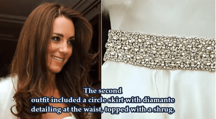 El único accesorio que destacó Kate Middleton en el segundo vestido que usó en su boda fue este cinturón de diamantes.