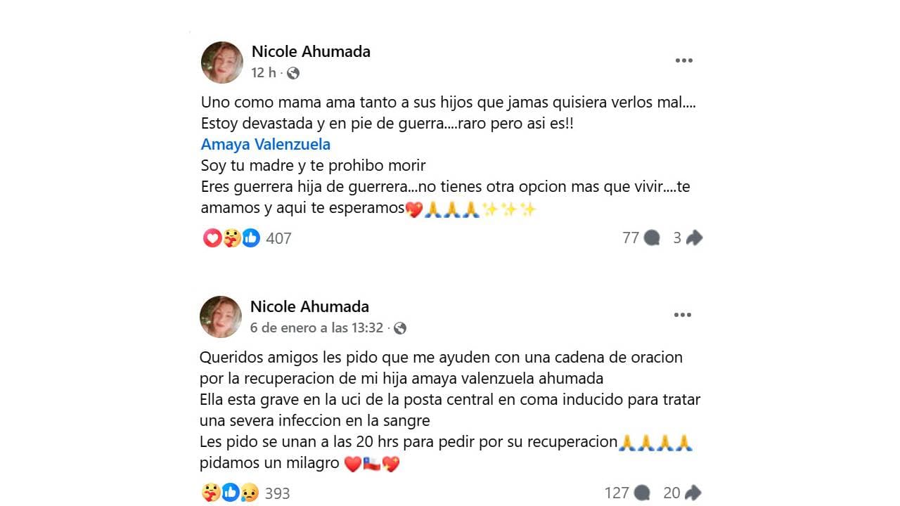 Expareja de Claudio Valenzuela pide oraciones para su hija.