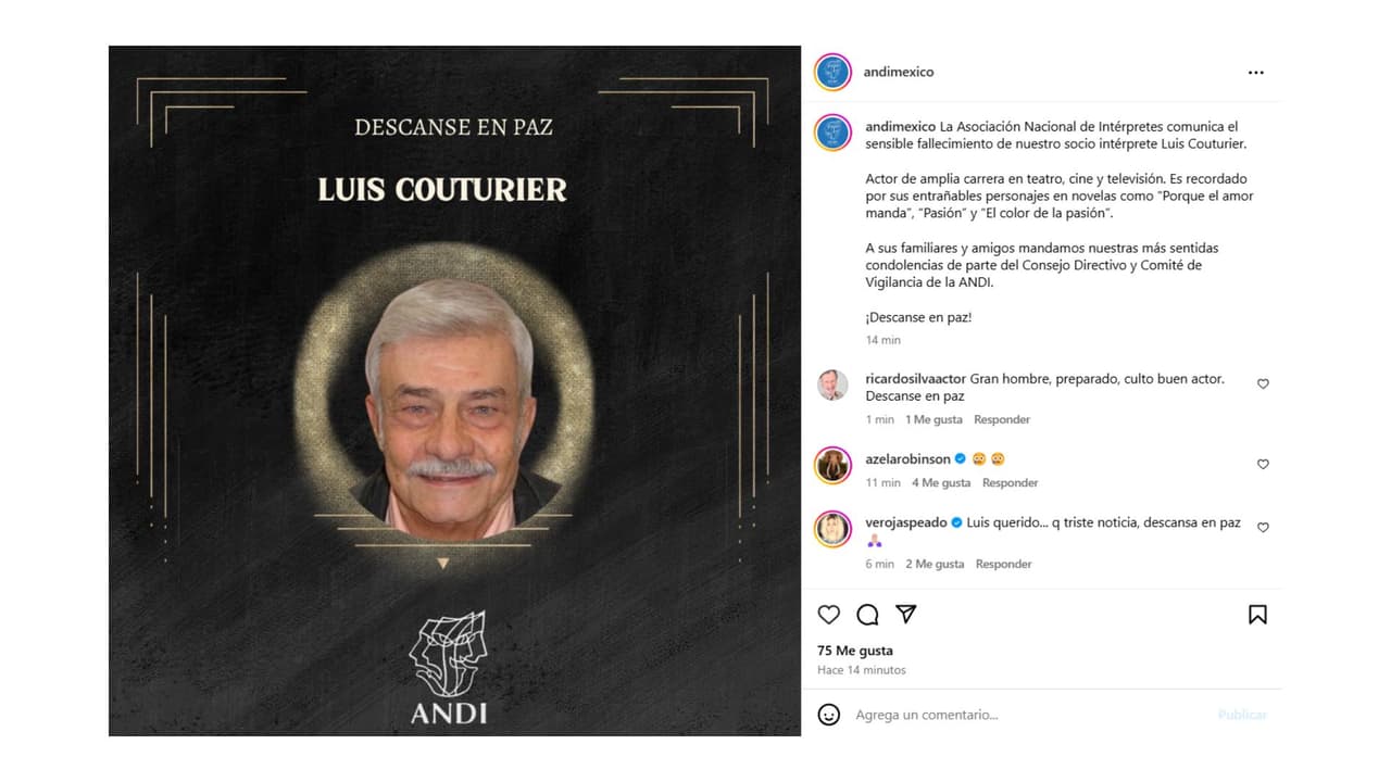 Así se dio a conocer la muerte del primer actor Luis Couturier.