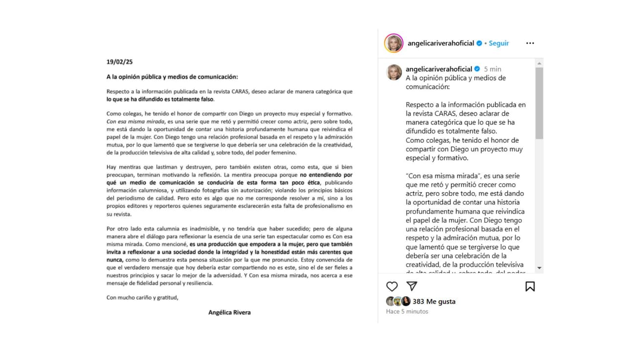 Angélica Rivera niega romance con Diego Klein.