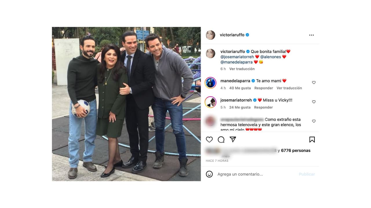 Victoria Ruffo con sus hijos de 'Corona de Lágrimas'.