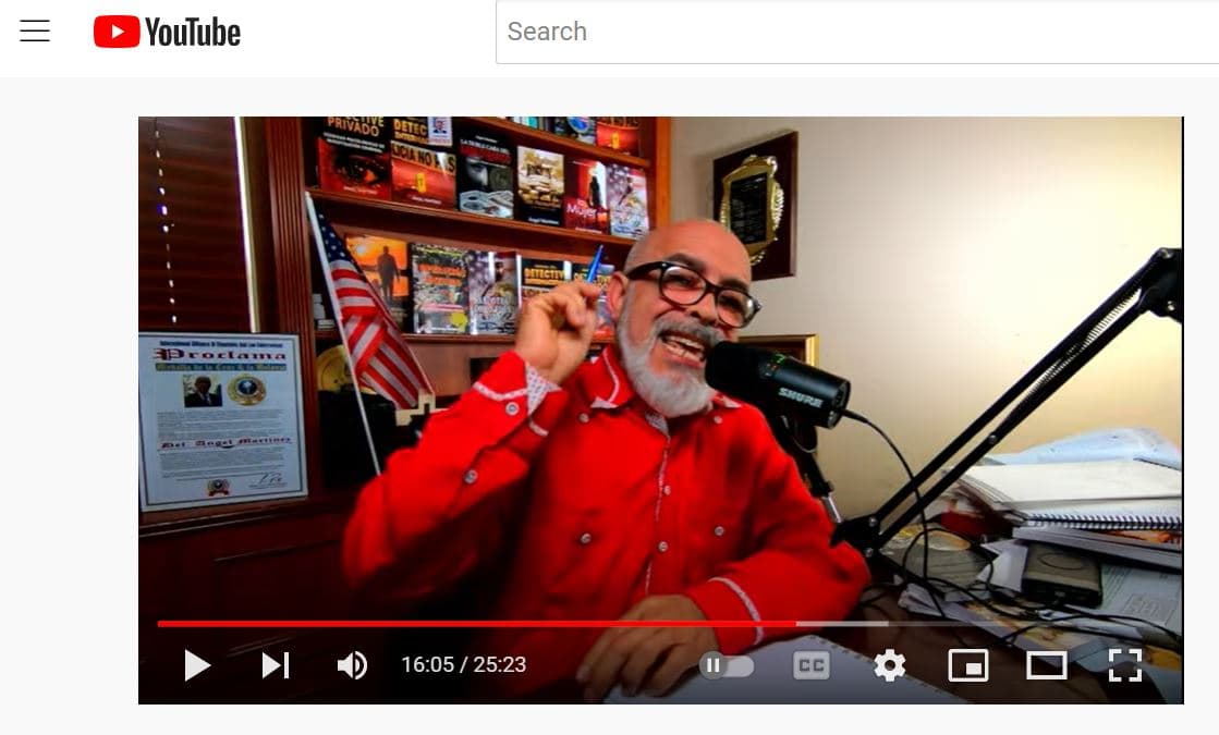 Private detective Angel Martinez speaking during one of his YouTube shows on the Hernandez case.
