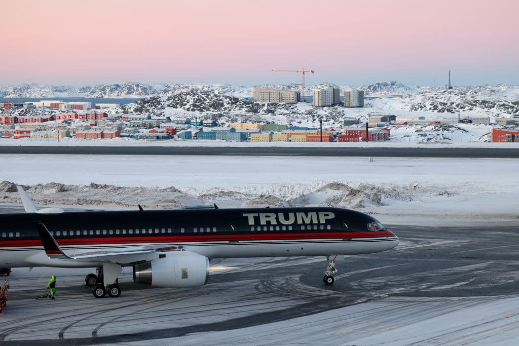 Donald Trump Jr. realizó el pasado enero una visita privada a Groenlandia, donde llegó en el avión de su padre. (Photo by Emil STACH / Ritzau Scanpix / AFP) / Denmark OUT (Photo by EMIL STACH/Ritzau Scanpix/AFP via Getty Images)