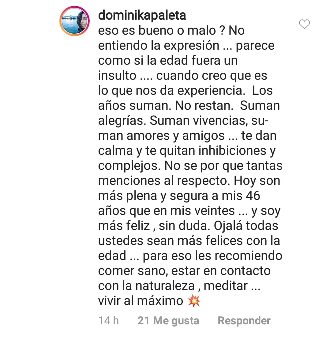Ante el comentario, la hermana de Ludwika contestó con un contundente mensaje donde dejó claro que la edad no es un insulto para ella.