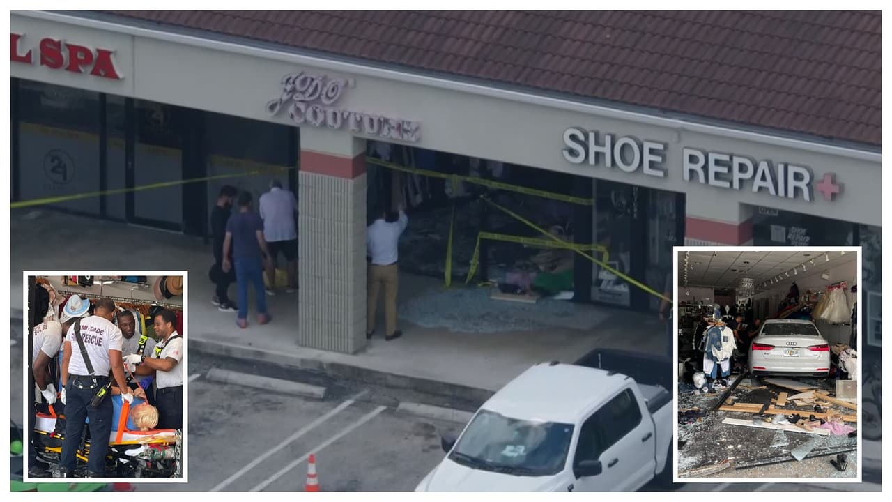 Mujer mayor estrella su auto contra una tienda en Aventura