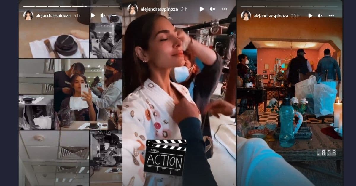 Alejandra Espinoza durante las grabaciones de Corazón Guerrero