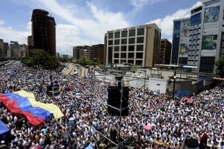 Manifestantes en Caracas este sábado.