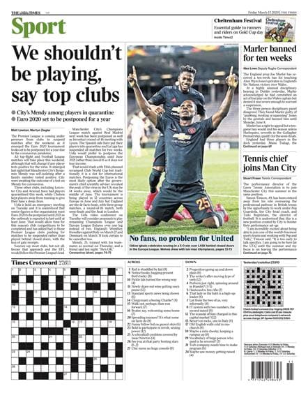 La prensa en el mundo deportivo reacciona ante la inminente crisis que se vive a causa del COVID-19 ¡Así las portadas en los diarios deportivos más importantes!