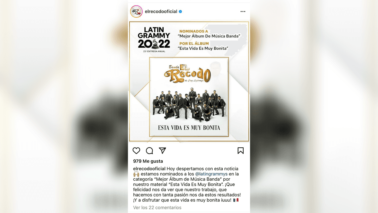Banda El Recodo sabe que es esta vida es muy bonita, y celebraron gracias al álbum que lleva ese mismo nombre, nominado a 
<b>Mejor Álbum de Música Banda.</b>