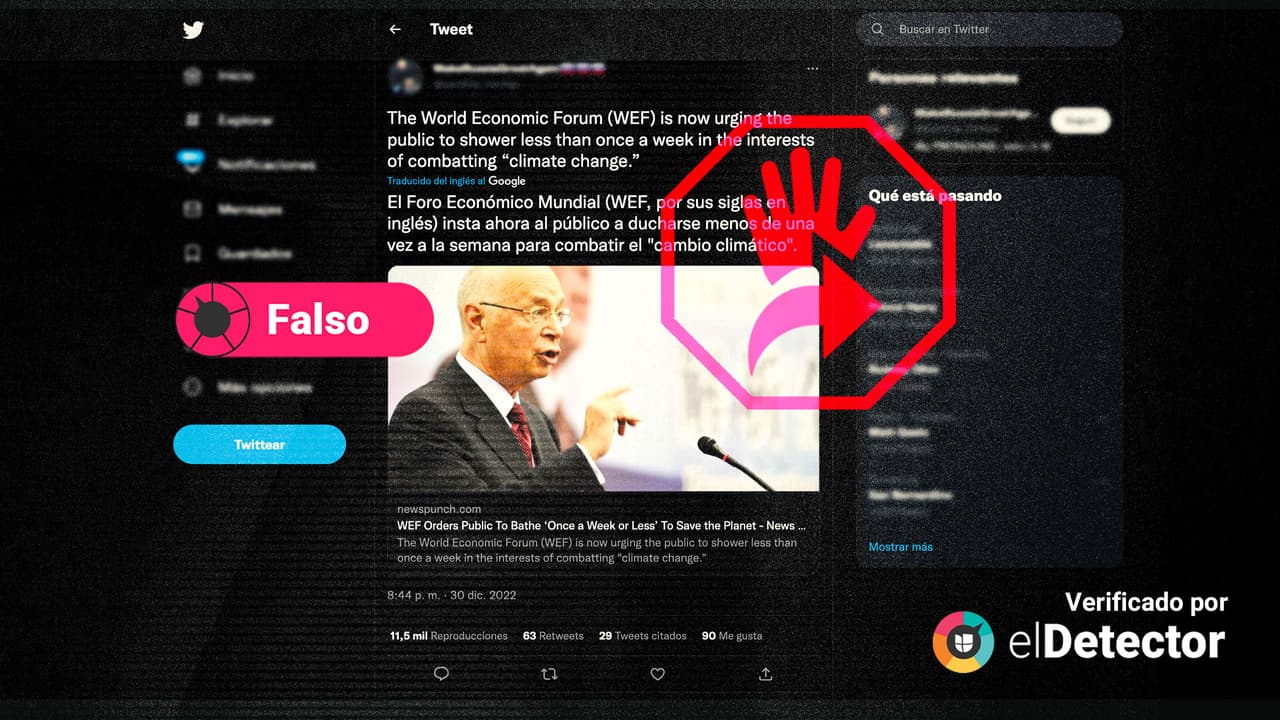 El Foro Económico Mundial NO ordena a la gente bañarse solo “una vez a la semana o menos” para salvar el planeta