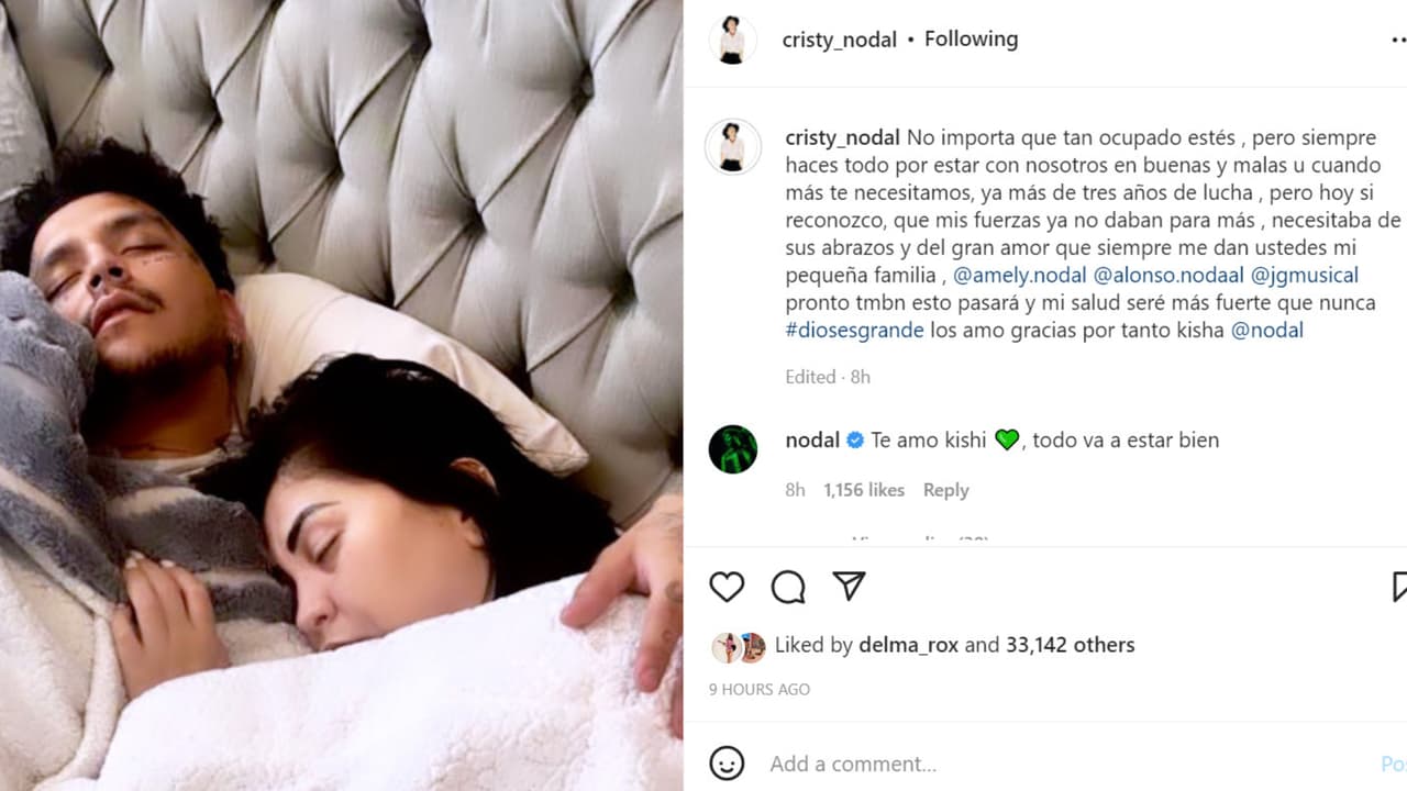 Esta fue la foto y el mensaje que Cristy Nodal publicó hablando acerca de su salud y que contestó su hijo Christian Nodal.