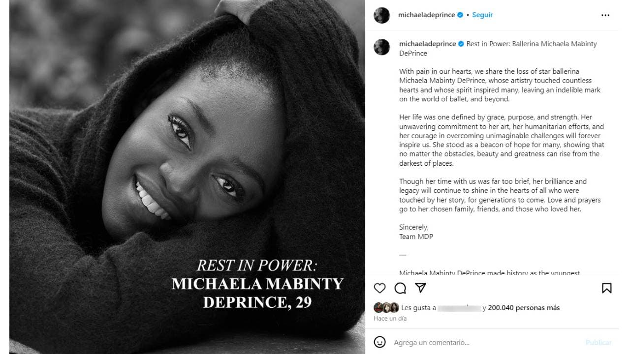 Muere Michaela Mabinty DePrince.