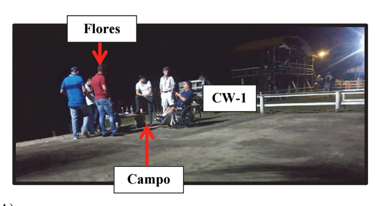 Reunión en Honduras con El Sentado (en silla de ruedas), se ve a 'El flaco", enlace para proveer de cocaína a los Flores.