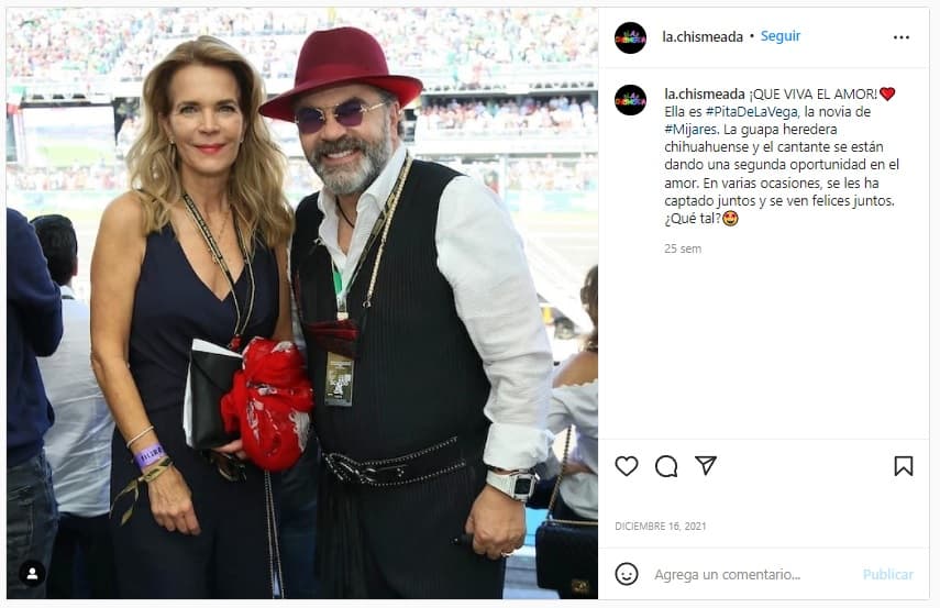 El intérprete de 'Baño de mujeres' tiene un 
<b><a href="https://www.univision.com/famosos/novia-mijares-hijos-lucero">noviazgo con la empresaria Pita de la Vega</a></b>. 
<br>