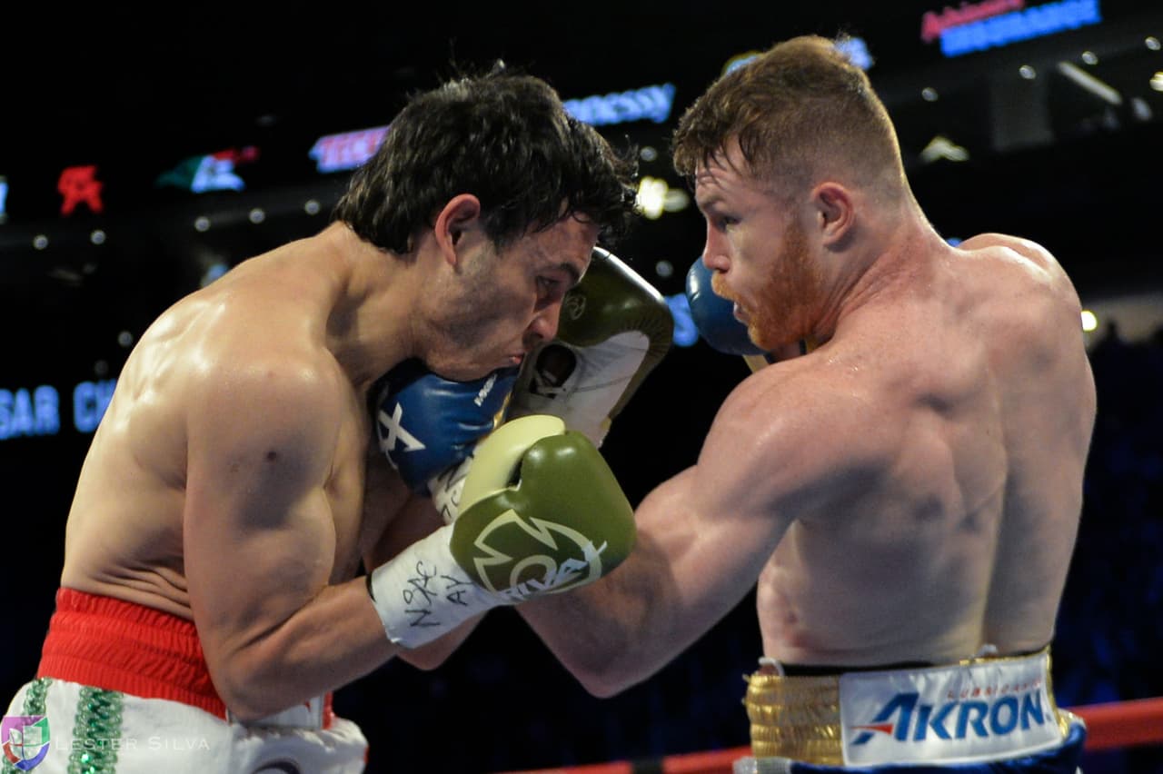 Te acercamos a los golpes que se dieron Saúl 'Canelo' Álvarez en contra de Julio César Chávez Jr., imágenes que te harán sentir en el ring.