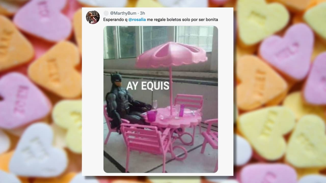 La fanática comparte un gracioso meme donde aparece un muñeco Batman sentado en unas sillas de color rosa, ¿será que se le cumple el deseo a la seguidora?