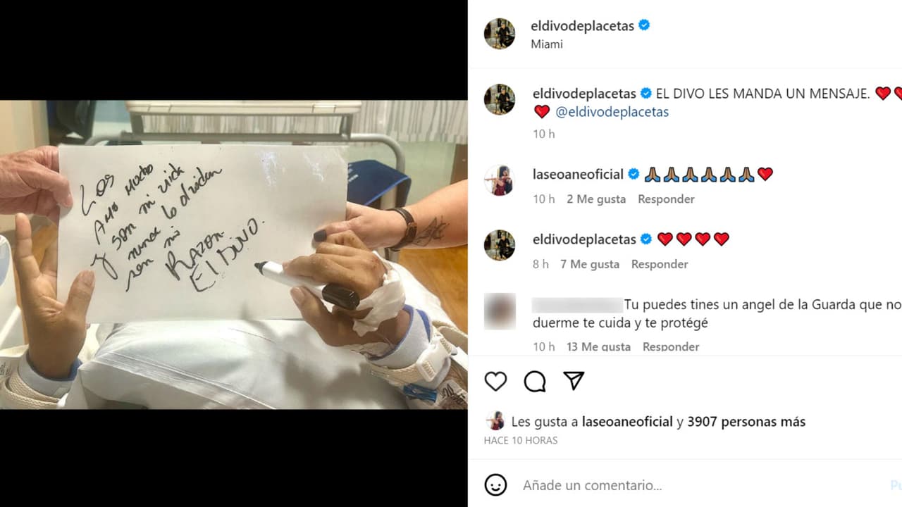 Este fue el primero de dos mensajes que aparecieron en la cuenta de Instagram de Eduardo Antonio, quien se encuentra en terapia intensiva.