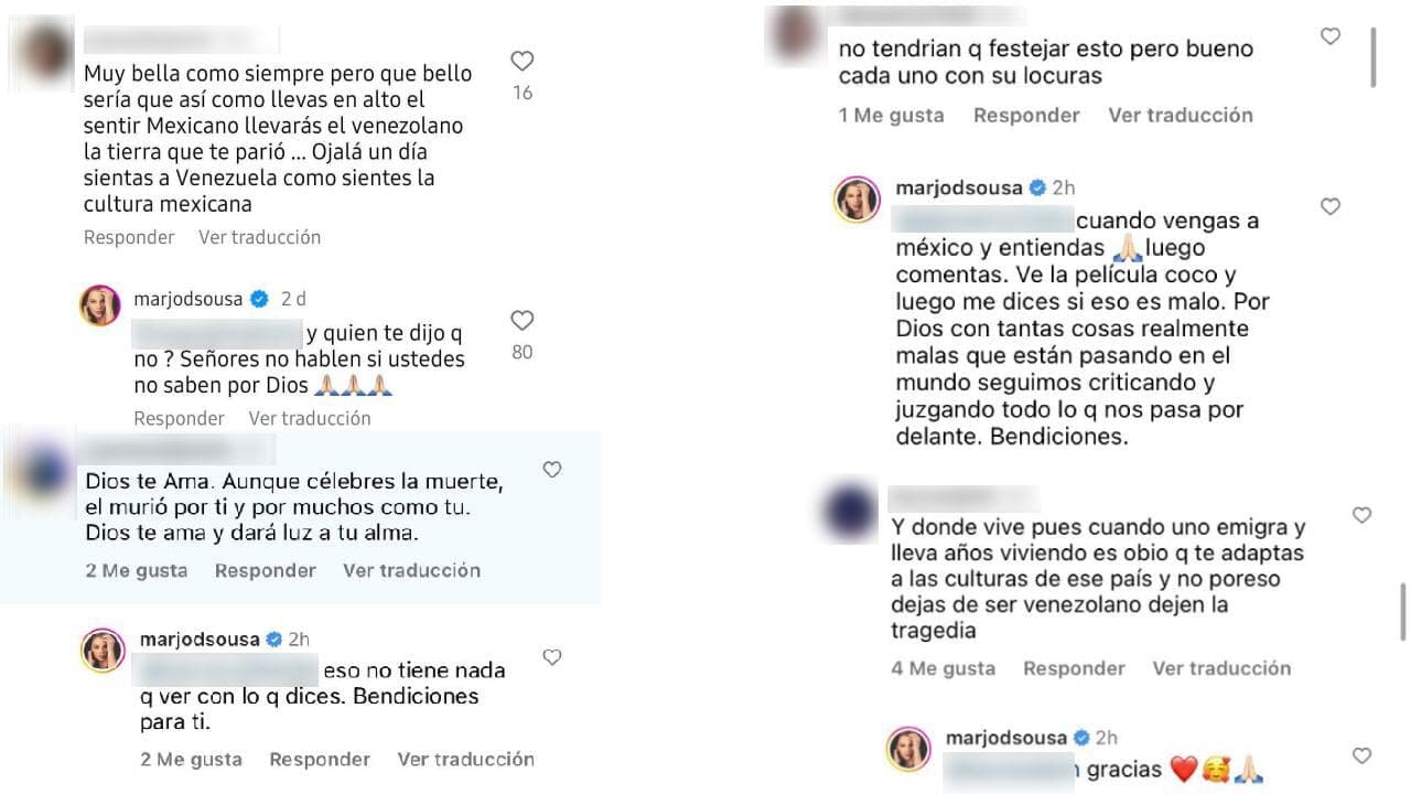 Marjorie de Sousa se defiende de críticas por celebrar el Día de Muertos.