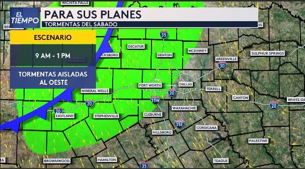 Riesgo de tiempo severo con lluvias y fuertes vientos para este sábado en el norte de Texas