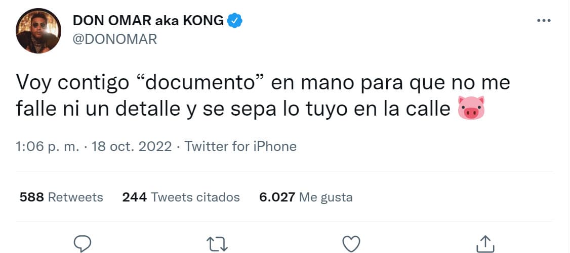 No solo eso, en un mensaje más le lanzó una advertencia a Pina: "
<b>Voy contigo 'documento' en mano</b> para que no me falle ningún detalle y se sepa lo tuyo en la calle". 
<br>