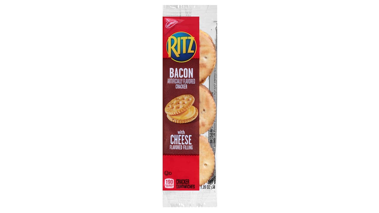 RITZ BACON CRACKER SANDWICHES WITH CHEESE - 1.35 OZ 
<br>Código de producto (UPC) 0 44000 04567 8
<br>Vencimiento: entre 5 de febrero y 6 de febrero de 2019