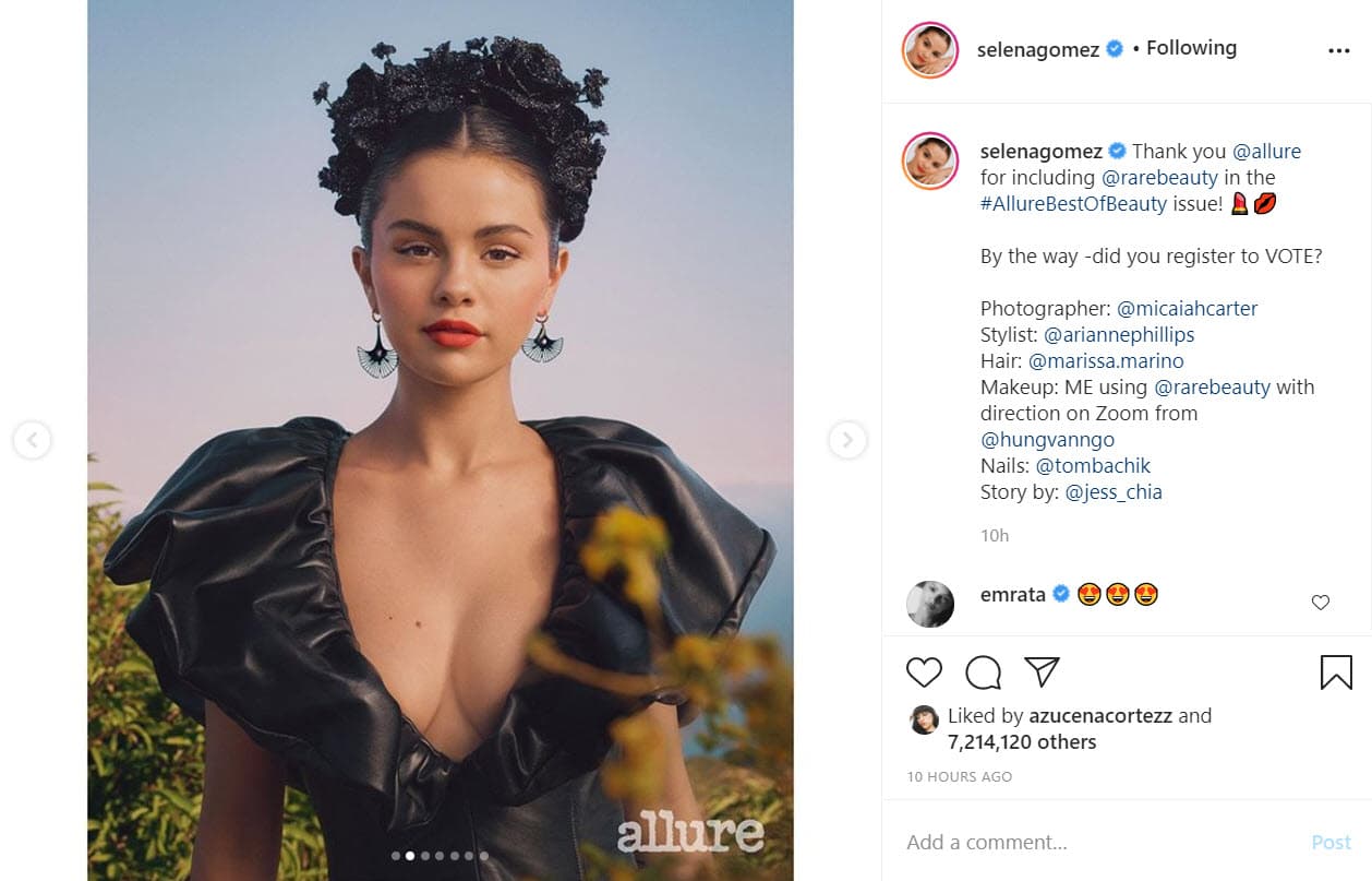 La actriz otorgó una entrevista a la revista 
<a href="https://www.allure.com/story/selena-gomez-2020-cover-interview?irclickid=w4nSbcVWExyOUlSwUx0Mo3bxUkiV4EVf9VufSo0&source=ALB_AFF_IMPACT_adgoal%20GmbH&utm_source=Impact-affiliate&utm_campaign=Online%20Tracking%20Link&utm_medium=adgoal%20GmbH&irgwc=1" target="_blank">Allure</a>, donde habló de algunos problemas que ha enfrentado en su vida como la 
<b>discriminación, la enfermedad de lupus que padece, así como de sus nuevos proyectos musicales y empresariales.</b>
<br>
