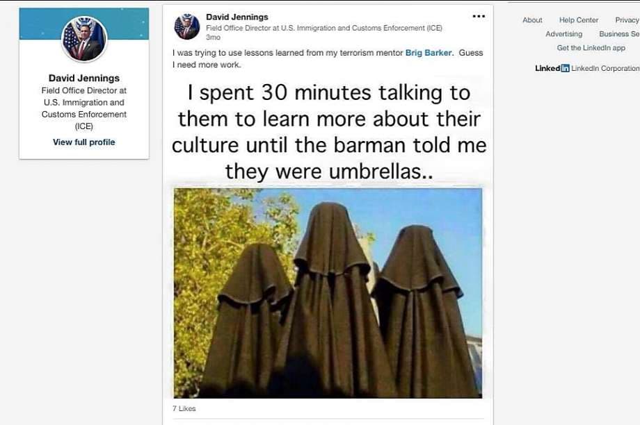 El polémico post del oficial de ICE