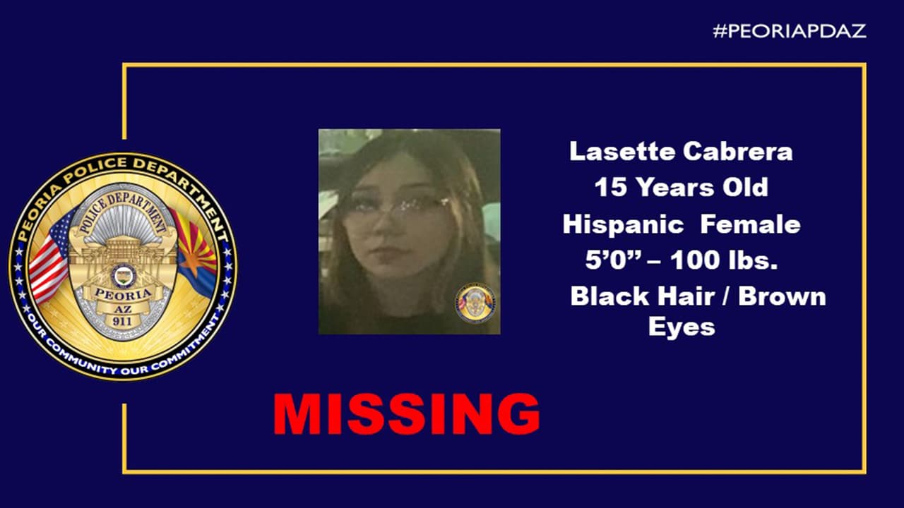 Así como de
<b> Lasette Cabrera, de 15 años.</b> Se la describe como hispana, de 5'0'', 100 libras, con cabello largo y negro, y ojos marrones. Vestía una sudadera negra y pantalones negros.