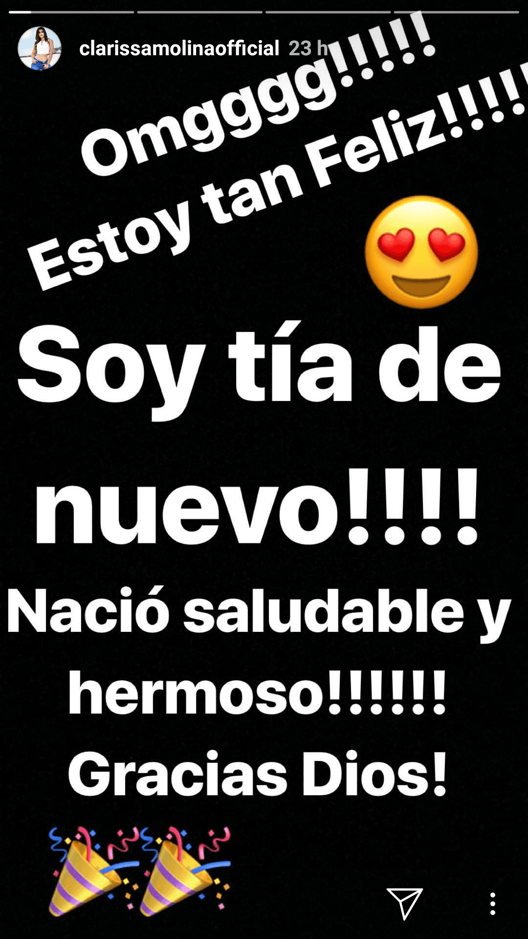 A través de algunas tiernas fotografías en su Instagram Stories, reveló que su sobrinito ya había nacido.