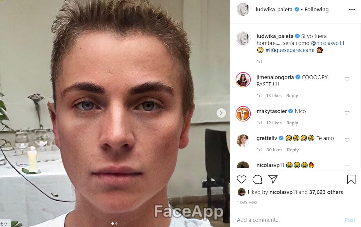 El resultado fue este: "Si yo fuera hombre... 
<b><a href="https://www.univision.com/famosos/ludwika-paleta-descubrio-que-su-hijo-es-igual-a-ella-estos-son-otros-famosos-que-tambien-cambiaron-de-sexo-fotos" target="_blank">sería como Nicolás</a></b>". 
<br>