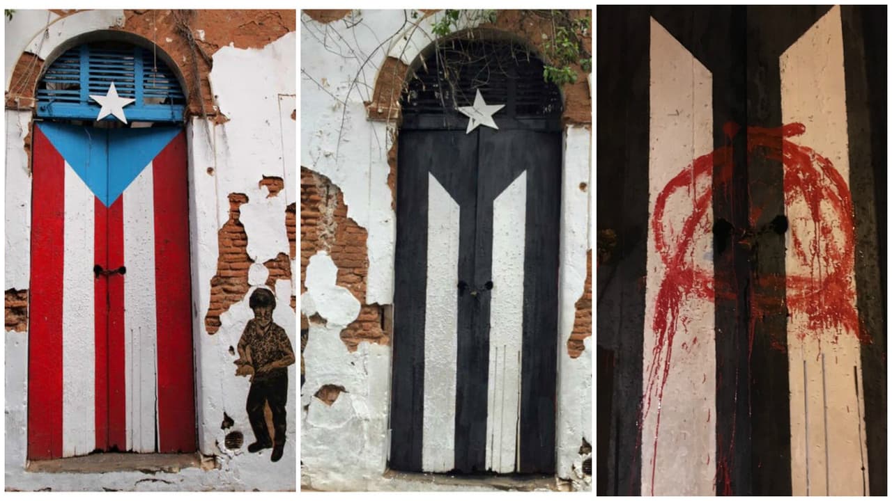 La famosa puerta bandera en San Juan tiene nuevo diseño...Ahora sí la vandalizaron